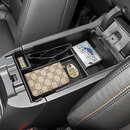 Center Console Organizer Tray Compatible with Chevy Equinox 2018 2019 2020 2021 2023 2024 Accessories, Armrest Insert Secondary Storage Box (Not Fit 2025 2026) Black Trim - color: black