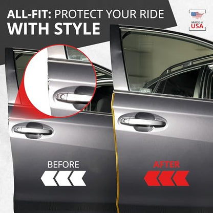 All-Fit Automotive Car Door Edge Protector – Universal DIY Edge Trim to Prevent Scratches & Dings – Flexible Adhesive Molding Trim for Cars, Trucks & SUVs (10 Ft - Gold) - color: Gold