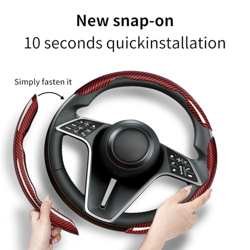 3-Piece Carbon Fiber Steering Wheel Cover, Anti-Slip & Segmented Thin Design for Comfort Grip, Universal Fit 99% Cars SUV Truck,Red - color: Red