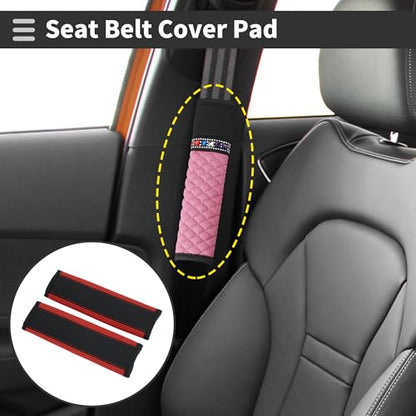 Black Red Seat Belt Cover Pad Faux Leather 24cm Seatbelt Strap Cushion Shoulder Padding 2 Pcs - color: Black,Red
