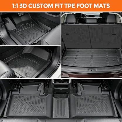 Floor Mats for Dodge Durango 7 Passenger 2016-2026 (Not for 5 Seats), Custom Fit Heavy Duty TPE All Weather Protection, Waterproof Non-Slip Black (Three-Row Floor Mats & Cargo Liner & Seatback Mat) - style: 04) For Dodge Durango 7 Passenger | 2016-2026 |
