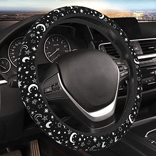 Moon Space Steering Wheel Cover Neoprene Universal 15 Inches Car Steering Wheel Protector for Women Men