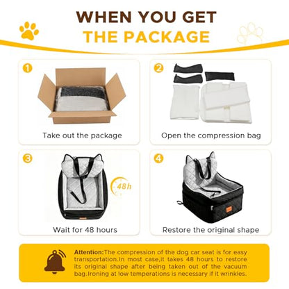 Dog Booster Car Seats for S/M Dogs Up to 35lbs,Pet Car Seat/Travel Bed with Washable&Removable Cover,Storage Pockets,Dog Safety Belt and Elevated Cushion Fits in Front/Back Seat - color: Black-Grey