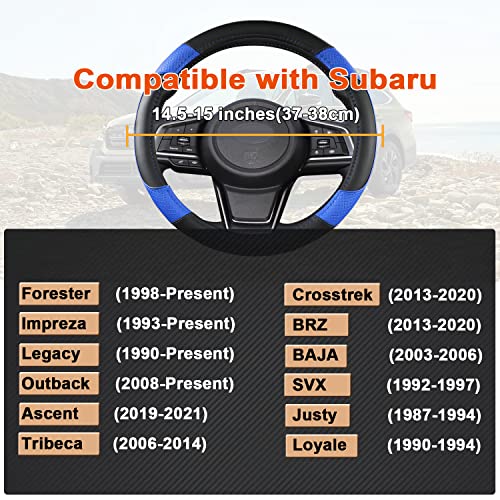 GIANT PANDA Customized Auto Steering Wheel Cover for Subaru Forester, Car Steering Wheel Cover for Subaru Outback and Crosstrek - Black+Blue - color: Black+Blue