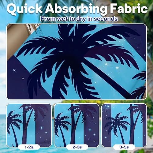 2 Pack Car Seat Towel Covers, Sweat-Proof Microfiber Seat Protectors for Gym, Running, Beach & Workout, Breathable Quick-Dry, Machine Washable, Night Palm Tree Print, Universal Fit - color: Night Palm Tree