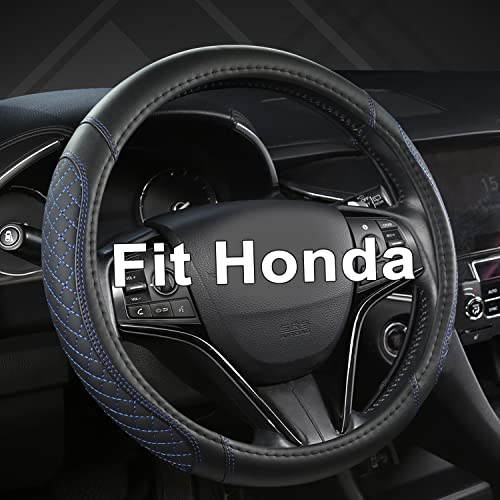 West Llama Customized Auto Car Steering Wheel Cover for Honda Accord CR-V HR-V Pilot Civic(Diamond Quilted -Black+Blue-Standard Size) - color: D-Blue, size: Standard Size (14½''-15'')