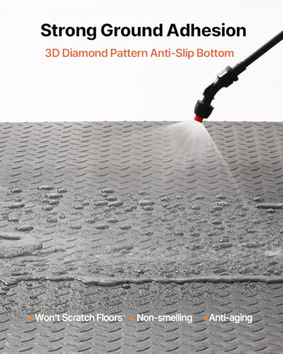 VEVOR Rubber Flooring Roll, 4 x 15 ft SBR Diamond-Plate Rubber Mat, 3mm Thickened, Easy to Clean, Customizable Size, Non-Slip Floor Protector Mat for Under Cars, Garage, Warehouse, Industry Gym, Black - size: 4 x 15 FT