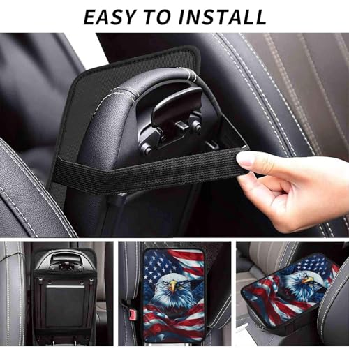 Universal Car Center Console Cushion Pad, American Flag Eagle Soft Waterproof Car Center Console Cover Auto Armrest Seat Box Cover Protector for Most Vehicle SUV Truck Car - color: American Flag Eagle