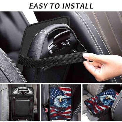 Universal Car Center Console Cushion Pad, American Flag Eagle Soft Waterproof Car Center Console Cover Auto Armrest Seat Box Cover Protector for Most Vehicle SUV Truck Car - color: American Flag Eagle