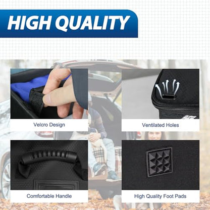 WOLT Car Trunk Organizer with Lid, Collapsible Multi Compartment SUV Organizer with Non-Slip Base Adjustable Straps - color: Black