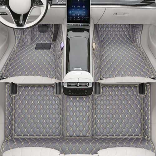 All-Weather car Floor mats, Anti-Slip Leather Floor mats Set, Suitable for 99% of Vehicle Models, Providing Comprehensive Protection for the car Carpet of Your Beloved car. (Gray Rice) - color: Gray rice