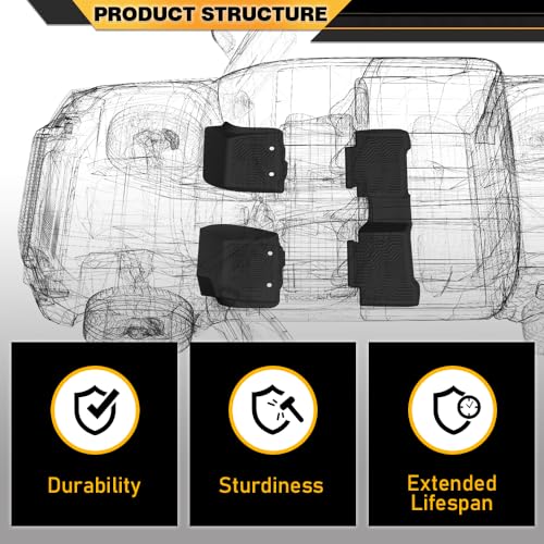 G-PLUS TPE Cargo Liners, Compatible with Audi Q7 2017-2025, Fit Audi Q8 2019-2025, All Weather Full Cover Protection 1st & 2nd Row, Floor Liners - size: Fit Audi Q7 2017-2025 | 3PCS