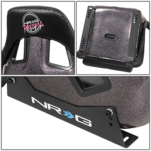 NRG Innovations FRP-302BK-V Bucket Racing Seat Double Layer FRP Black Vinyl Wrapped Mixed-density Foam 5 Point Harness Compatibility - color: Black