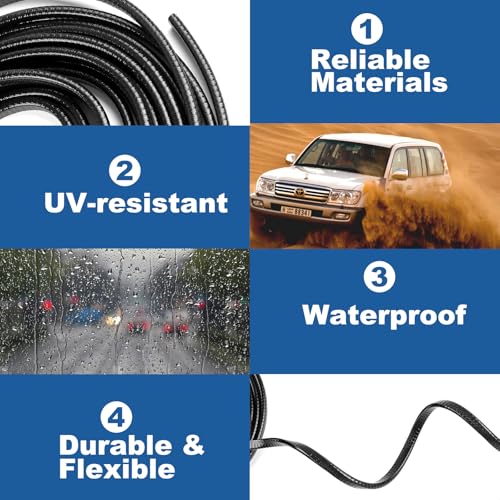 20Ft (6.1m) Car Door Edge Guards, U-Shaped Black Car Door Protector, Automotive Door Entry Guard Fit for Most Vehicles, Built-in Metal Clips, No Need Adhesive, Easy to Cut