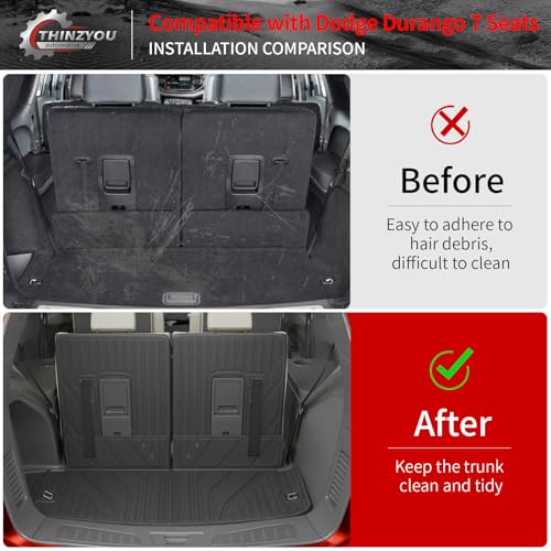 Floor Mats Compatible with 2016-2025 2026 Dodge Durango 7 Seats Cargo Mat Back Seat Cover Protector 2024 Durango Accessories (Fit 7 Seats, 3rd Row Backrest Mats+Trunk Mat+Floor Mats) - style: For Dodge Durango 7-Seater | 2016-2026