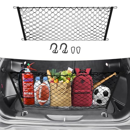 Canvcle Trunk Cargo Net for 2014-2023 Jeep Cherokee Accessories Envelope Style Mesh Trunk Net Organizer and Storage Stretchable Adjustable Elastic Nylon Rear Cargo Netting with Hooks - style: for Jeep Cherokee