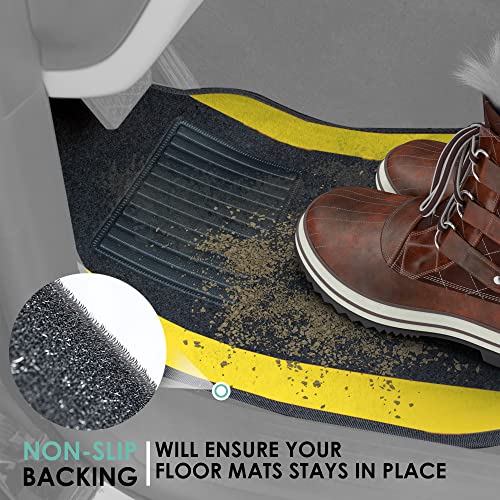 FH Group Universal Fit Premium Carpet Automotive Floor Mats Fits Most Cars, SUVs, and Trucks with Driver Heel Pad, Full Set Yellow - color: Yellow