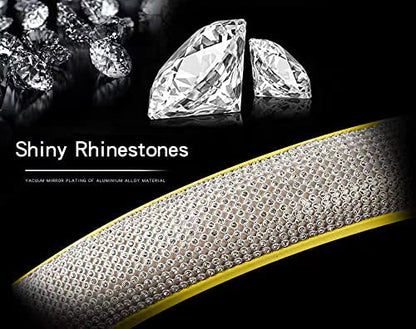 Bling Diamond Steering Wheel Cover, Leather Steering Wheel Covers for Women Girls with Crystal Rhinestones, Breathable, Anti-Slip Universal Fit 14.5-15 Inch Bling Car Accessories(Yellow) - color: Yellow
