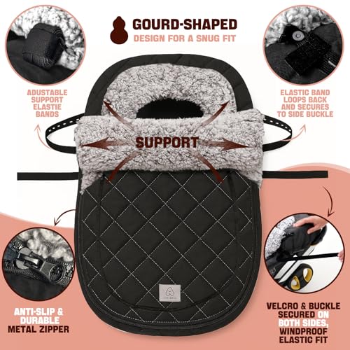 ACRABROS Car Seat Cover Baby: Winter Infant Carseat Canopy for Boy Girl Newborn, Zipper Peeping Window, Warm Cozy Cold Weather Waterproof Fitted, Black - color: Black