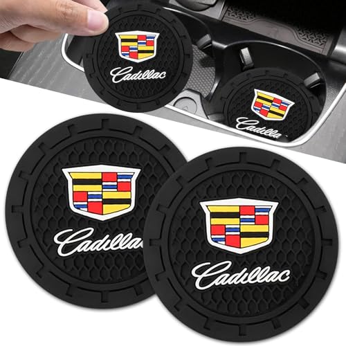 Car Cup Holder Coaster for Cadillac Escalade CT4 CT5 CT6 ATS CTS SRX XT5 Cupholder Coaster Interior Accessories 2.75in 2Pieces Black - color: Black-02
