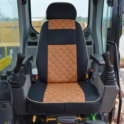 Excavator Seat Cover Cushion, Black, Brown Quilted, Universal Fit for 307 312 315 320 325 330 336D Models, Four Seasons Compatible