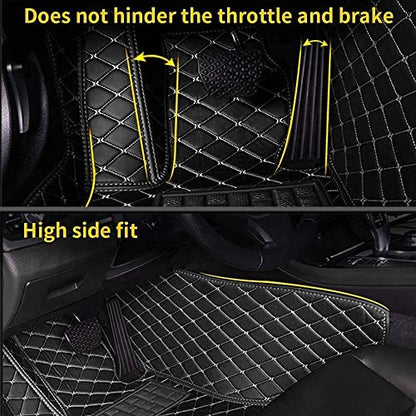 Custom Making Car Floor Mats for 90% Car Model Luxury Leather All Weather Waterproof Anti-Skid Full Coverage Liners (Black and red)