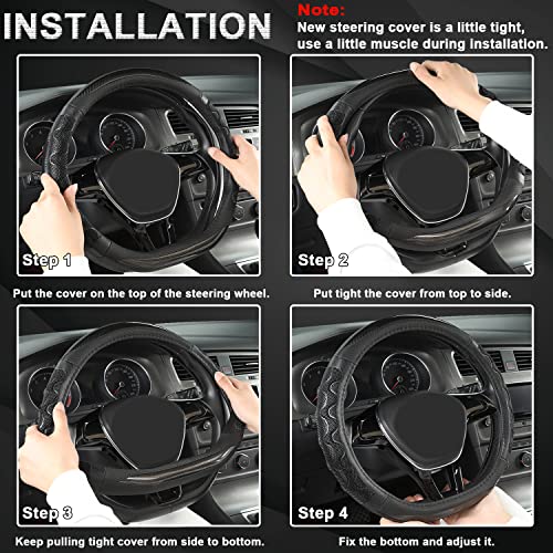GIANT PANDA Steering Wheel Cover for Nissan Altima Rogue - Car Steering Wheel Cover for Nissan D Shape(Black-D-Shaped) - color: Black