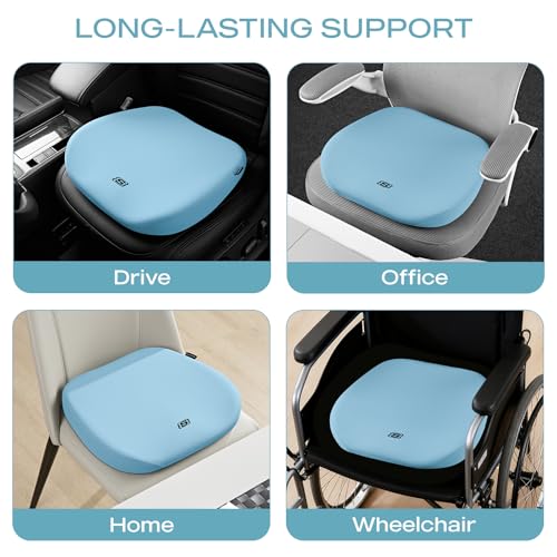 Skechers Seat Cushion Premium Gel & Memory Foam-Office Chair Cushion for Tailbone Pain Relief,Butt Pillow for Office Chair,Car seat Cushion,Long Sitting Office Workers,and Car Drivers,Blue