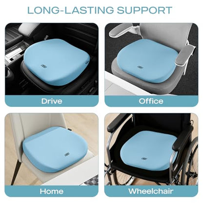 Skechers Seat Cushion Premium Gel & Memory Foam-Office Chair Cushion for Tailbone Pain Relief,Butt Pillow for Office Chair,Car seat Cushion,Long Sitting Office Workers,and Car Drivers,Blue