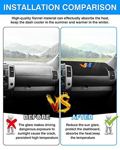 Autorder Dashboard Cover Mat Fit for 2007-2021 Nissan Frontier/2009-2012 Suzuki Equator Accessories Dash Cover Flannel Dash Mat Sunshade Glare UV Rays Protector - size: 2007-2021 Nissan Frontier (Black)