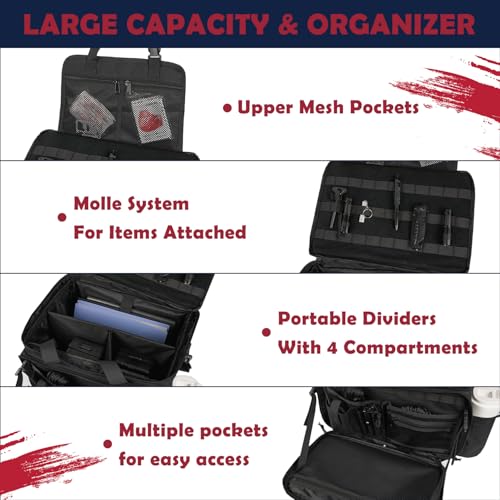 SCAVATA Patrol Bag Law Enforcement, Police Gear Car Front Seat Vehicle Organizer Bags with MOLLE System (Black) - color: Black