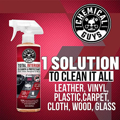 Chemical Guys Total Interior Cleaner & Protectant - Black Cherry, Car Cleaning Spray, Cleans and Protects Leather, Vinyl, Plastic, Rubber, and Glass, Safe for Trucks, SUVs, Jeeps, RVs & More - 16 oz - size: 16 Fl Oz (Pack of 1), style: Black Cherry