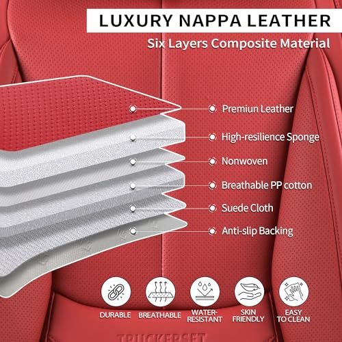 Car Seat Covers Full Set,Leather Waterproof Car Seat Cover,Airbag Compatible,Breathable Design,Suitable for Car,Truck,SUV 5 Pack(Burgundy) - color: Burgundy, size: 5 Pack