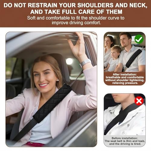 2 Pcs 13 Inch Extra Long Car Seat Belt Covers, Soft and Comfortable Harness Pad for Adults and Kids, Long-Lasting Fabric Material Easy to Install Universal Fit for Cars Trucks SUV - size: 13in, 2pcs