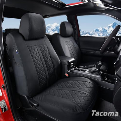 Truckiipa Tacoma Truck Seat Covers Full Set Leather Waterproof Seat Covers Fit for 2005-2015 Toyota Tacoma Double Crew Cab, Full Set, Black - color: Full Set/Black, size: Tacoma 2005-2015