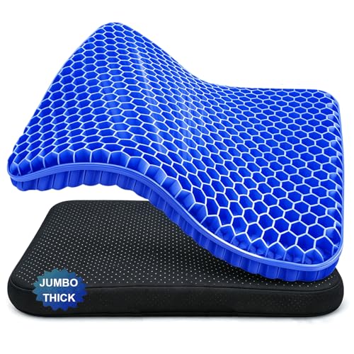 Gel Seat Cushion for Long Sitting Hip Pain, 20x20inch Jumbo Thick Soft & Breathable Cushion for Wheelchair Gel Seat Cushion for Office Home Chairs (Blue) - color: 1-blue, size: Jumbo Thick (20*20*1.9 inch)