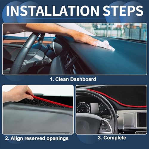 Dash Cover, Center Console Non-Slip Dashboard Carpet Mat for Mazda 6 2009-2012 Flannel Black Red,1Pc