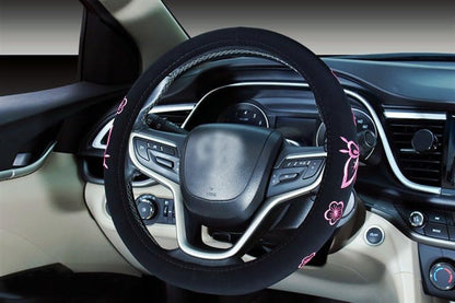 Mayco Bell Automotive Women Embroidery Cute Car Steering Wheel Cover (Pink) - color: Pink Butterfly