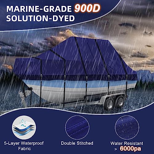 900D T Top Boat Cover -Heavy Duty Waterproof Trailerable Center Console Boat Cover fits for Beam Width Up to 106", Navy - color: navy, size: 18-20' Long (Beam Width Up to 102")