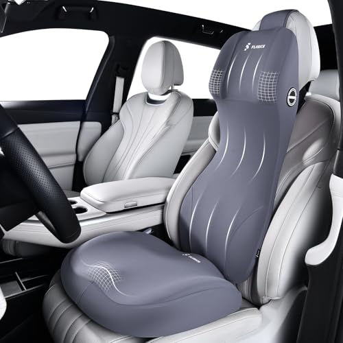 Ergonomic Car Seat Cushion and 2-in-1 Lumbar Support Pillow Headrest Memory Foam Car Cushion Back Support Neck Pillow Driving Lumbar Seat Cushion for Truck Driver Sciatica Pain Relief, Blue - color: Blue, size: Seat Cushion + 2-in-1 Lumbar&headrest Pillow