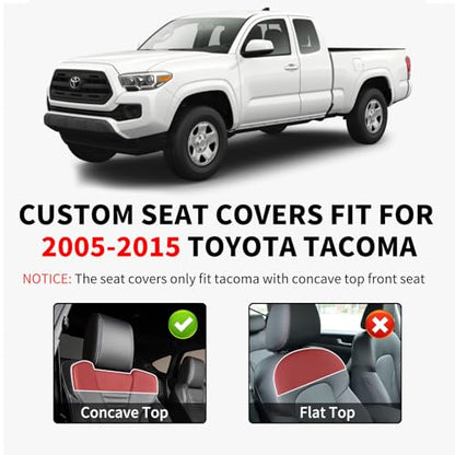 Truckiipa Tacoma Leather Seat Covers Front Pickup Truck Seat Covers Custom Fit for 2005-2015 Toyota Tacoma Double Crew Cab, Front Pair, Gray - color: Front Pair/Gray, size: Tacoma 2005-2015