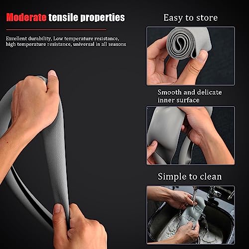 JDDRY Car Steering Wheel Cover,Silicone Steering Wheel Protector,Automotive Steering Wheel Protective Cover,Universal Fit(Gray,1PC) - color: Gray