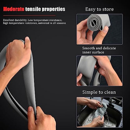 JDDRY Car Steering Wheel Cover,Silicone Steering Wheel Protector,Automotive Steering Wheel Protective Cover,Universal Fit(Gray,1PC) - color: Gray