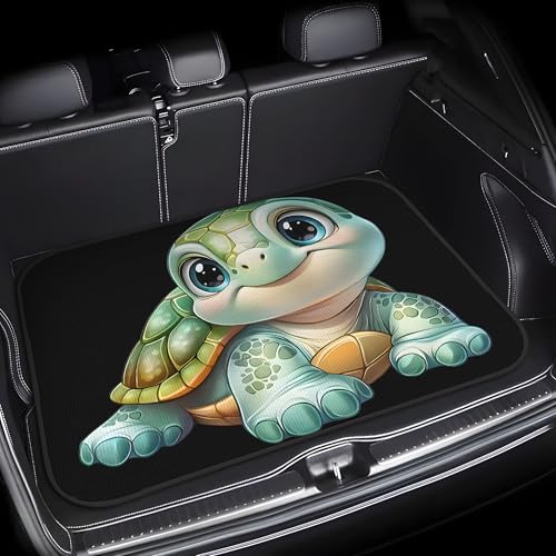 Universal Car Trunk Mat 29" x 39", Cute Cartoon Turtle All Weather Trunk Protection Cargo Liner, Durable Cargo Mat Rear Trunk Liner, Stylish Vehicle Interior Accessories Suitable for Most Car Models - color: Cute Cartoon Turtle