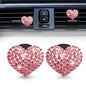 2Pcs Bling Crystal Heart Charms Car Vent Clips - Air Conditioning Outlet Decorative Accessories for Women and Men (Pink)