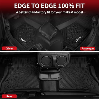 LASFIT Floor Mats for Jeep Wrangler Unlimited 4XE 2021-2024 2025 4 Door Plug-in Hybrid EV-Gas (PHEV), All Weather TPE Custom Fit Car Mats Floor Liners 1st & 2nd Row, Black - style: Wrangler 4XE 2021-2025 Floor Mats