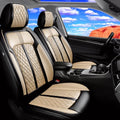 Fit Land Rover Range Rover Sport Car Seat Covers (Front Pair) for Land Rover Range Rover Sport 2005-2026, Full Coverage Leather, Waterproof, All Weather Breathable Seat Protector, Black+Beige