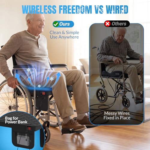 Cooling Seat Cushion with Fan, for Dad, 5V2A USB Powered (No Battery), Gel Cooling Seat Pad with 3-Speed Airflow, Plug-in Portable Seat Cushion for Office Chair, Car, Wheelchair