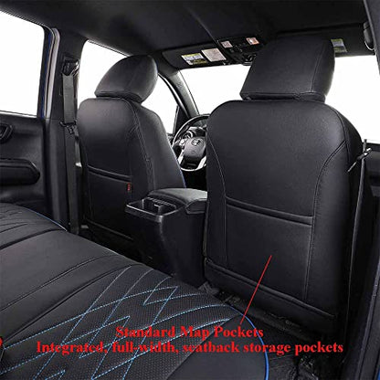 EKR Tacoma Leather Car Seat Covers Custom Fit for Toyota Tacoma 2012 2013 2014 2015 (Regular Seats) - Truck Seat Covers Full Set,Faux Leather(Black with Blue Trim) - color: Leather (Black with Blue Trim), size: 2012-2015 Tacoma Full Set (Regular Seats)