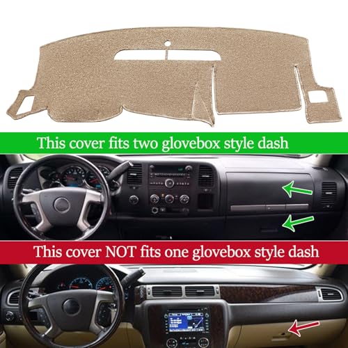 Dash Cover Fit for Chevy Chevrolet Silverado 1500 LT/WT 2500HD 3500HD 2007-2013, GMC Sierra 2007-2013 Dashboard Mat Carpet (08-13 Beige) Y74 - color: 08-13 Beige